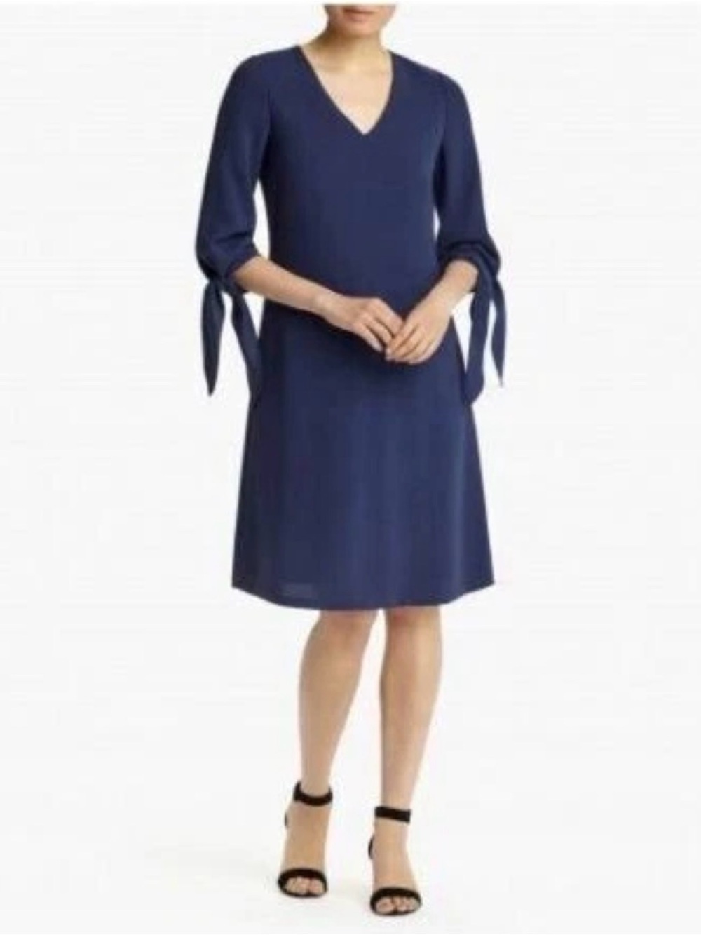 Lafayette 148 New York Kenna Tie-Sleeve Shift Dress Navy Size Medium